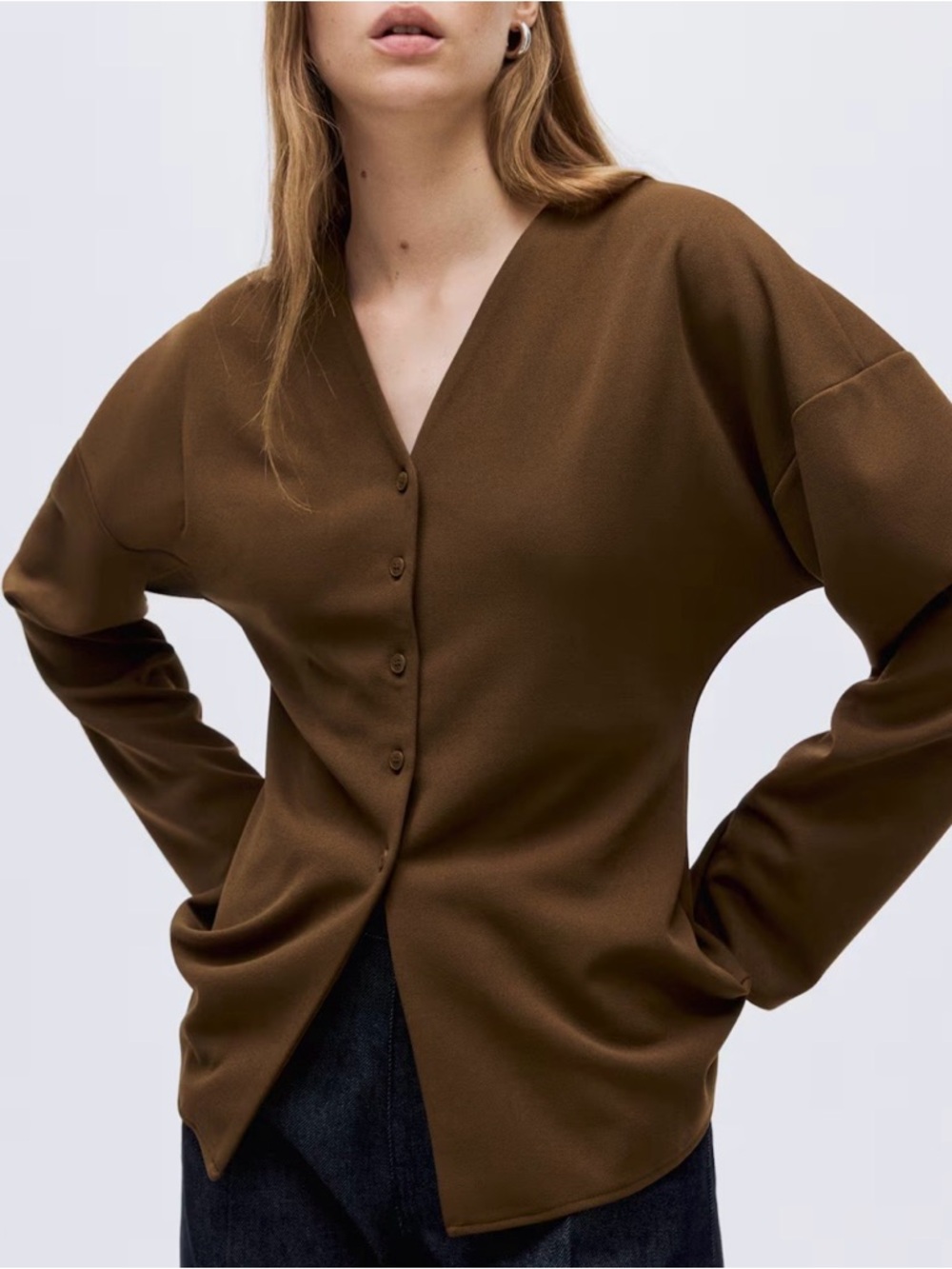 H&M Brown Crewneck Top